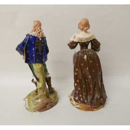 248 - Two Crown Derby porcelain figurines of a Gallant couple. Crown Derby marks to the bases