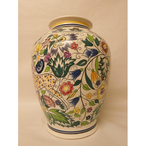 250 - A large Poole Pottery Persian deer patterned vase decorated with flowers and foliage. Poole mark to ... 