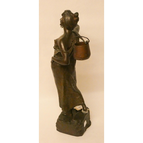 256 - A Bronze Figure - Water carrier, signed Alphonse Moncel, 18