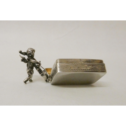 527 - Berthold Muller - novelty silver model of a cherub violinist and an Edwardian silver pill box with e... 