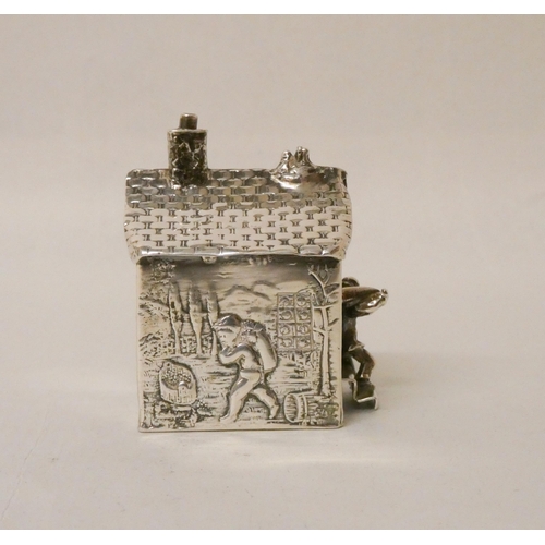 532 - A Dutch novelty miniature cottage, foreign marks to base. 6cms high. 59 grams