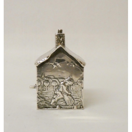 532 - A Dutch novelty miniature cottage, foreign marks to base. 6cms high. 59 grams