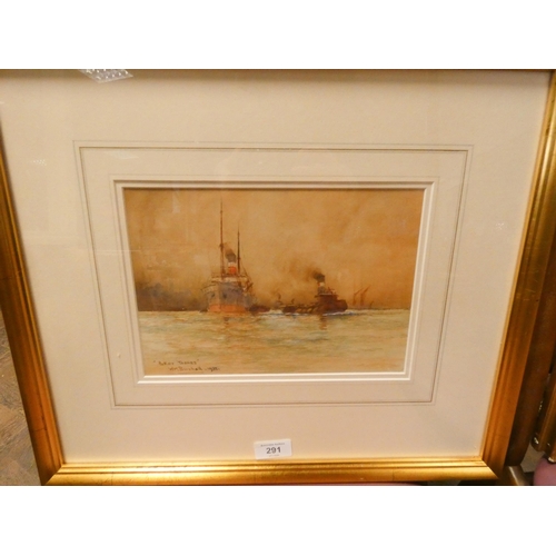 291 - A W M Birchall marine watercolour entitled Father Thames, titled, signed and dated 1932, lower left.... 