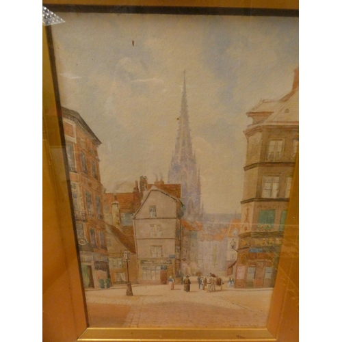 292 - David Roberts RA watercolour of a French square, signed and dated 1847 lower right. Image size 12