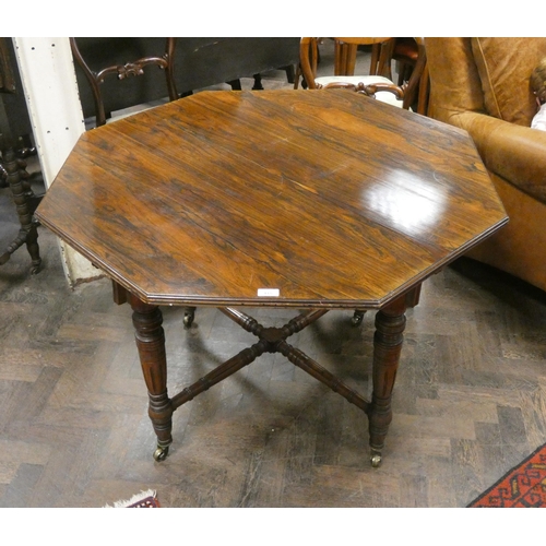 415 - A late Victorian octagonal rosewood centre table, 3'6