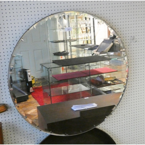 483 - A circular bevelled frameless wall mirror 30