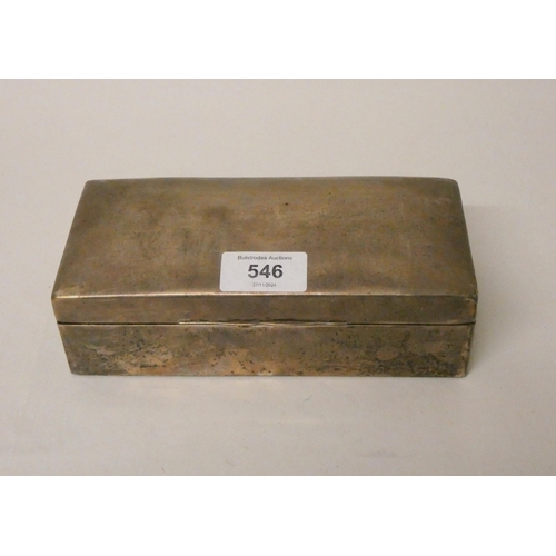 546 - A table top silver cigarette box, 19 cms across