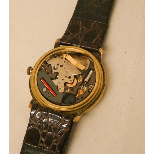 551 - Mappin & Webb gents 9ct gold cased presentation wristwatch, with inscription, on brown leather strap... 