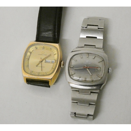 557 - 1970's Revue gents stainless steel date automatic wristwatch and an American Hamilton self winding d... 