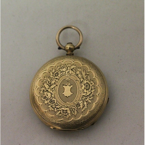 678 - A Victorian 18k outer cased open face pocket watch. Gross weight 38.2g