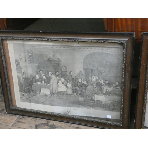 192 - Two 19th century framed prints, The Rent Day and The Blind Fidler, both framed and glazed.