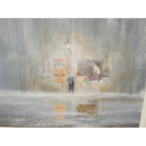 342 - Jeff Rowland A Moment In Time, signed limited edition print of a couple standing in the rain. Signed... 