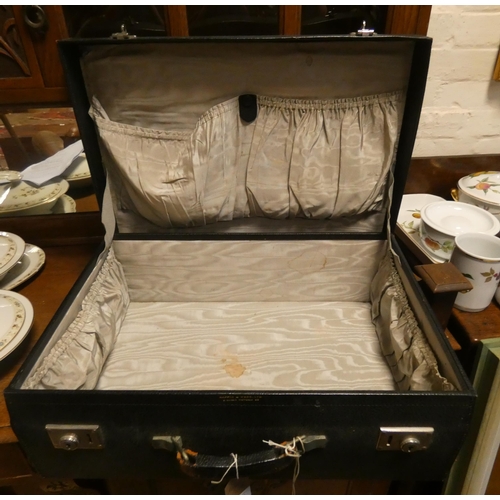 378 - A Mappin and Webb black leather suitcase