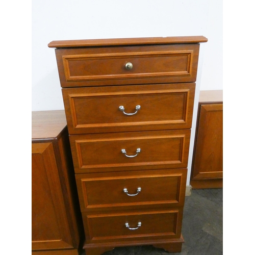 34 - A Stag modern teak tallboy chest of drawers with vanity mirror in the lift-up top, 20