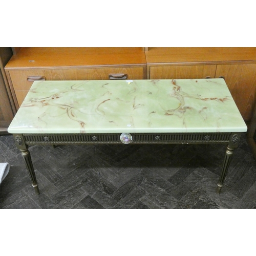 70 - A faux onyx topped coffee table on gilt wood base