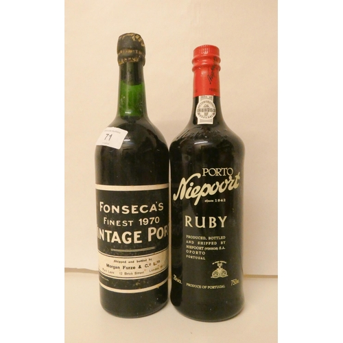 71 - Two bottles of 1970's vintage port