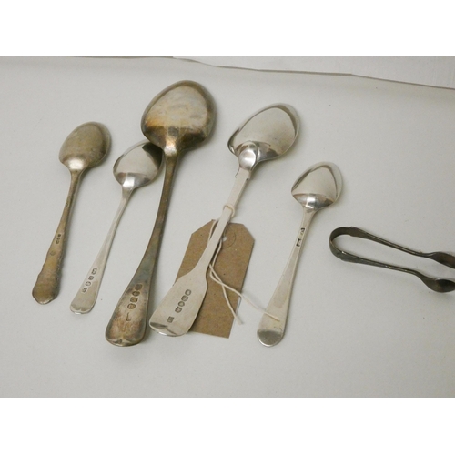 75 - A collection of various silver spoons and tongs, weight 4.5ozs