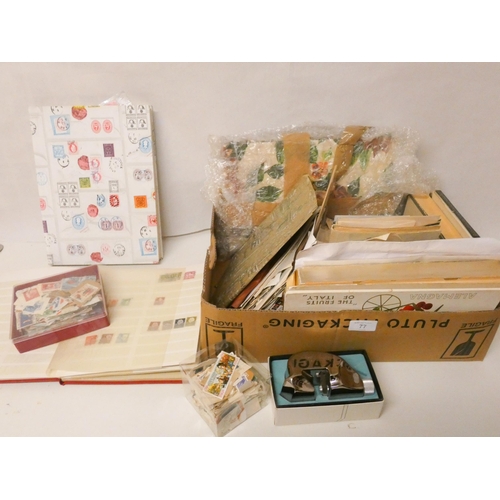 77 - A quantity of assorted stamps etc