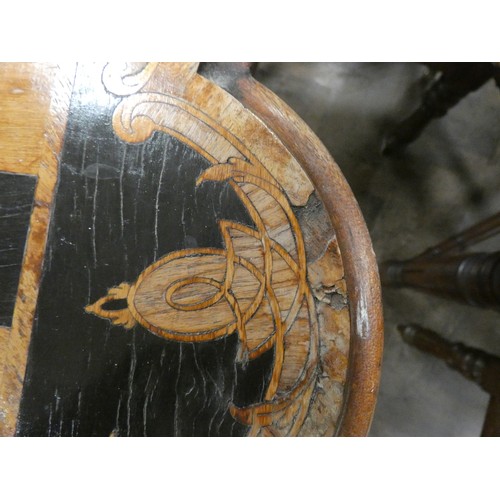 475 - A Victorian walnut and inlaid chess topped occasional table on barley twist and pillar base and tilt... 