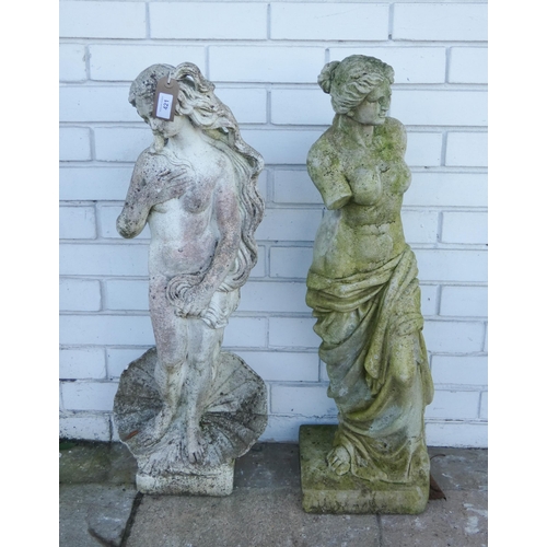 421 - Two stone garden figures of semi-clad ladies