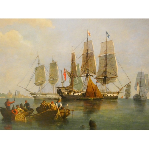 271 - English School oil on canvas of a seascape, image size 26