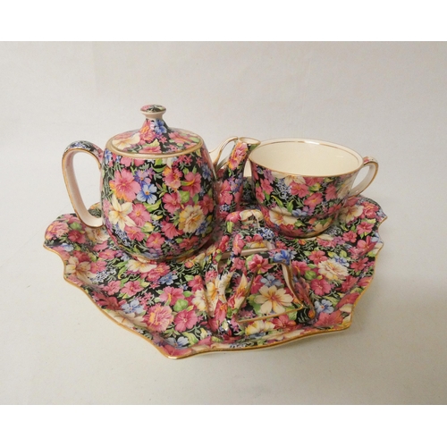 221 - A Royal Winton Chintz breakfast cabaret set on tray