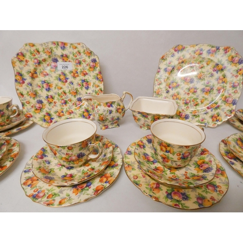 226 - A Royal Winton Chintz Evesham pattern six place tea set