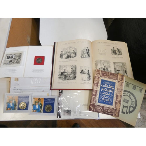 743 - A collection of commemorative coins, first day covers, stamp albums, John Leach's pictures of Life a... 