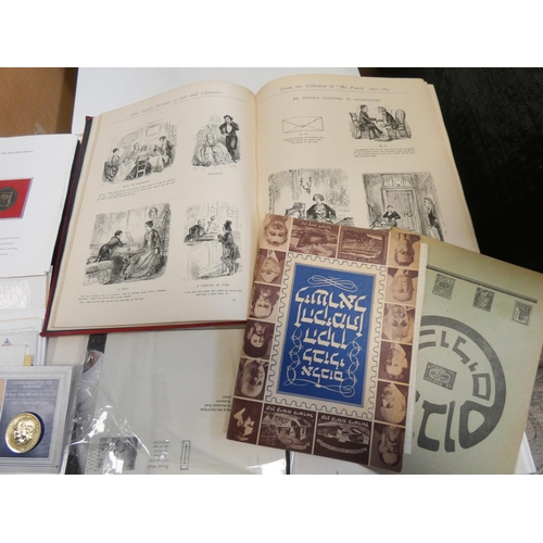 743 - A collection of commemorative coins, first day covers, stamp albums, John Leach's pictures of Life a... 