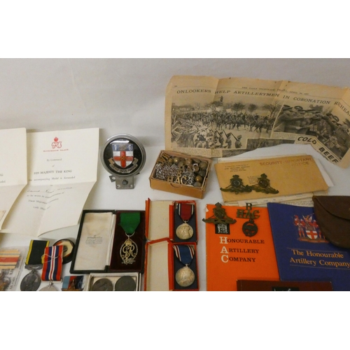 751 - A large collection of Honourable Artillery and other regalia to include newspaper cutting, photograp... 