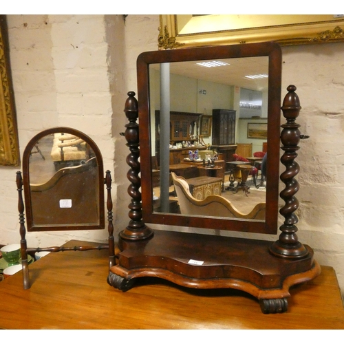 15 - A Victorian mahogany swing toilet mirror and a small Georgian toilet mirror