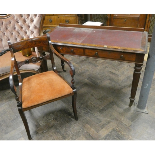 30 - A Regency mahogany elbow chair with upholstered seat