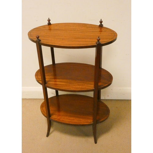 37 - A three tier oval satin wood Whatnot, 21