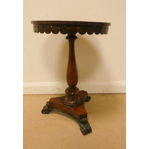 39 - A Victorian circular rosewood occasional table on pillar and platform base, 19