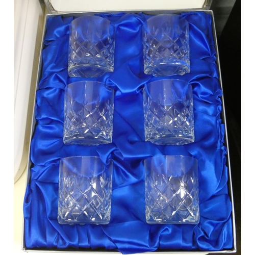 71 - A set of six crystal whiskey glasses in box