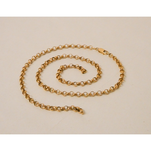 603 - A 9ct yellow gold belcher link neck chain, 24