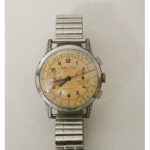 624 - Vintage Mathey Tissot chronometer wristwatch, stainless case numbered 137994