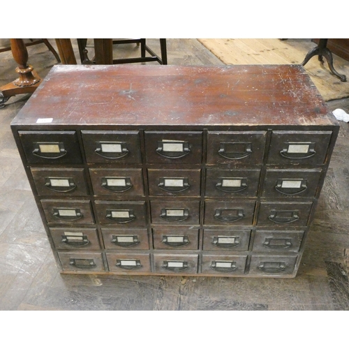 197 - An early 20th century filing chest of twenty-five small drawers, 33