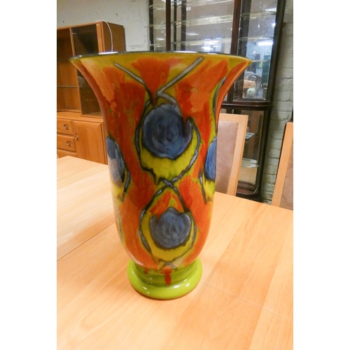 242 - A very large Poole Pottery Delphis trumpet shaped vase, monogramed on base A.H. 44cm tall