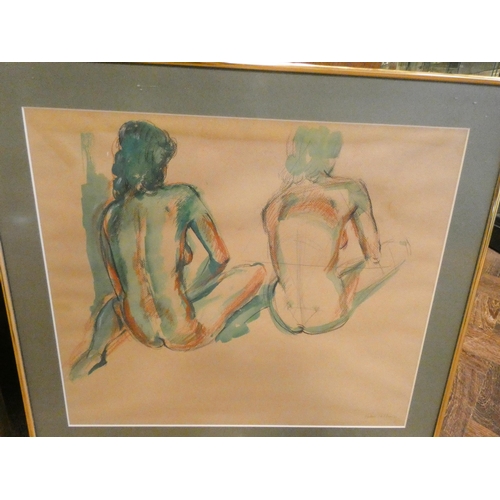 280 - A collection of two charcoal studies of female nudes by John Pelling both framed and glazed, largest... 