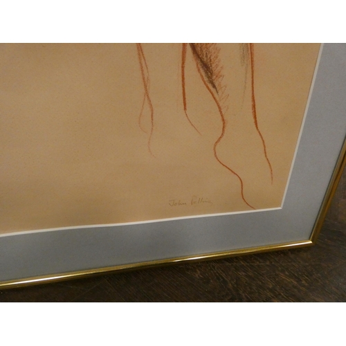 281 - Two sepia toned drawings of female nudes by John Pelling both signed lower right, largest image 19