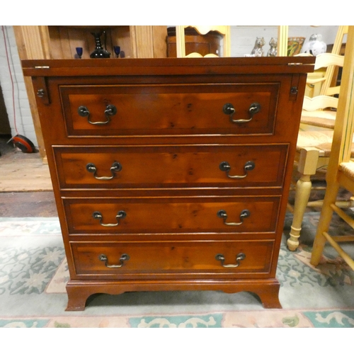 336 - A Georgian style Yew wood bachelors chest with fold over top...