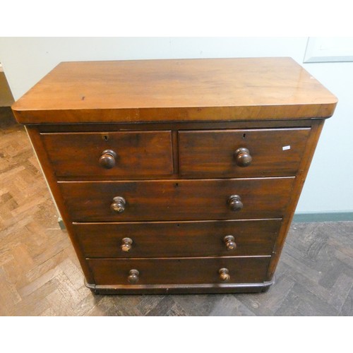 358 - A Victorian mahogany chest of two short and three long drawers