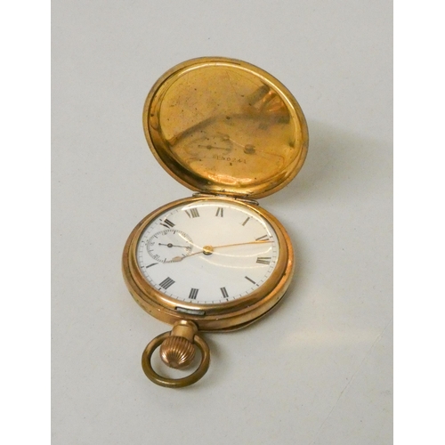 619 - A gold plated hunter pocket watch