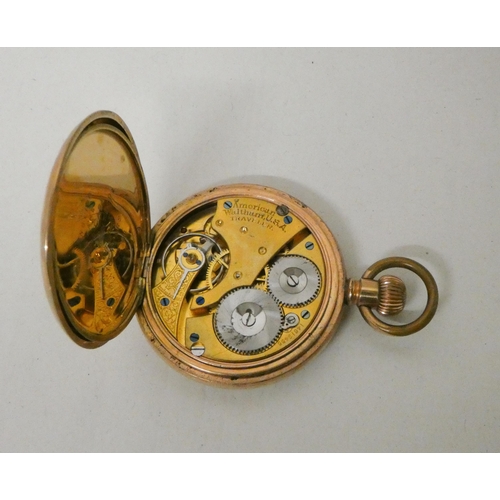 619 - A gold plated hunter pocket watch