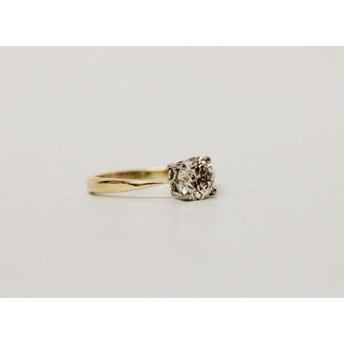 631 - A diamond solitaire engagement ring, the claw set brilliant cut diamond weighing 85 points on 18ct y... 