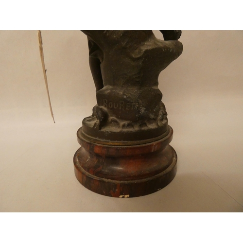 257 - A Spelter figure of Hermes and a collection of miniature micro mosaic set photograph frames