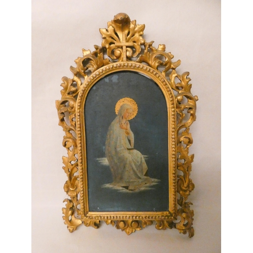 378 - An antique Italian watercolour devotional image of The Madonna, signed on reverse Gaetano Gerbi, dat... 