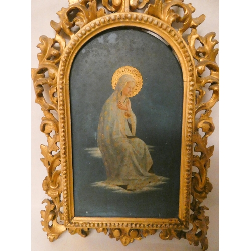 378 - An antique Italian watercolour devotional image of The Madonna, signed on reverse Gaetano Gerbi, dat... 