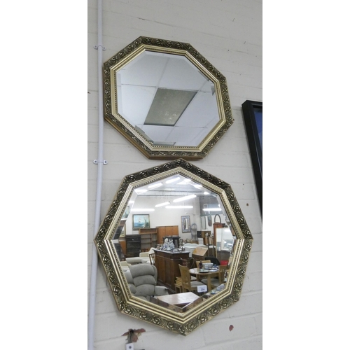 204 - A pair of octagonal gilt framed bevelled wall mirrors